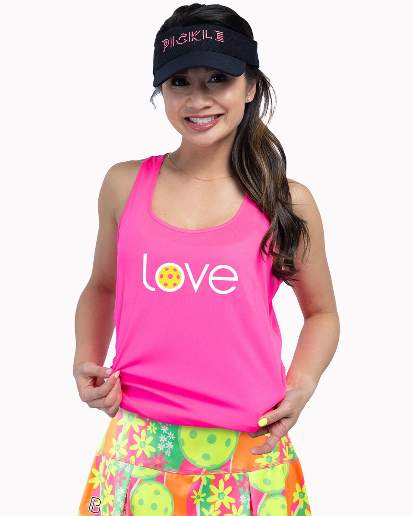 Love Pickleball Tank Top Women's Pink Performance Fabric