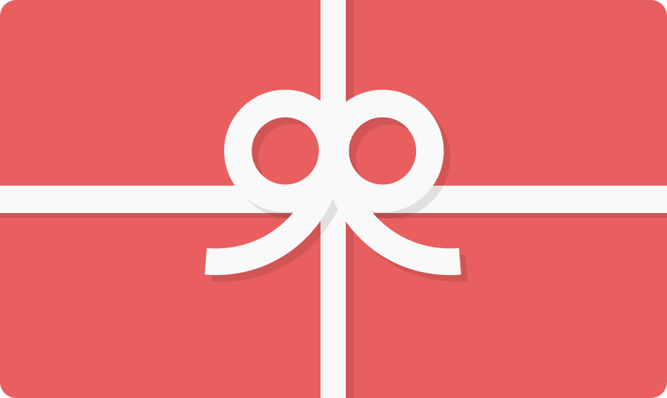White gift ribbon tied on a red gift card.