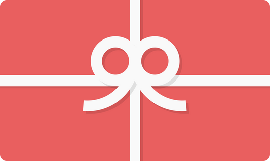 White gift ribbon tied on a red gift card.