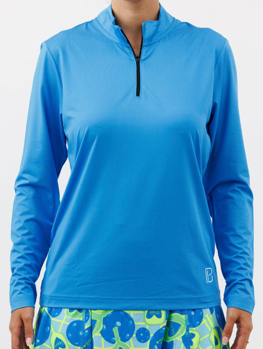 1-4_Zip_Long_Sleeve_Electric_Blue_Front