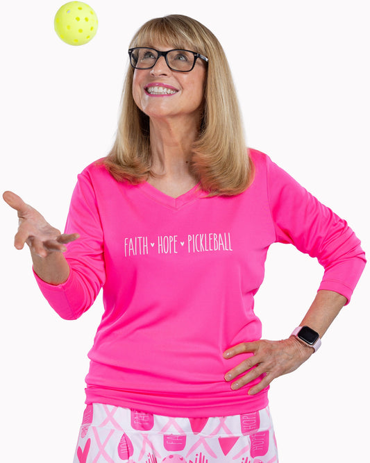 Hope Pickleball Long Sleeve V-Neck Performance Shirt