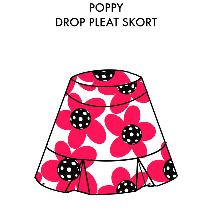 (PRE-ORDER) Poppy Drop Pleat Pickleball Skort